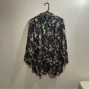 Lauren Ralph Lauren Vintage Floral Blouse Womens Plus Size 3X